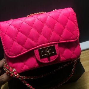 Chic Pink Quilted Shoulder Bag